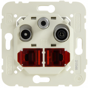 21546: Multimed.zásuvka R-TV-SAT-2xRJ45, Cat.6 UTP