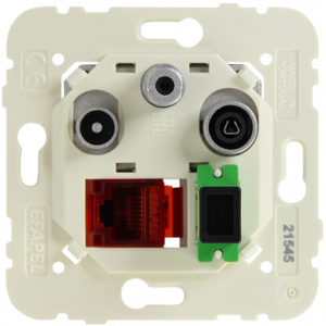 21545: Multimed.zásuvka R-TV-SAT-RJ45, Cat.6 UTP, SC-APC